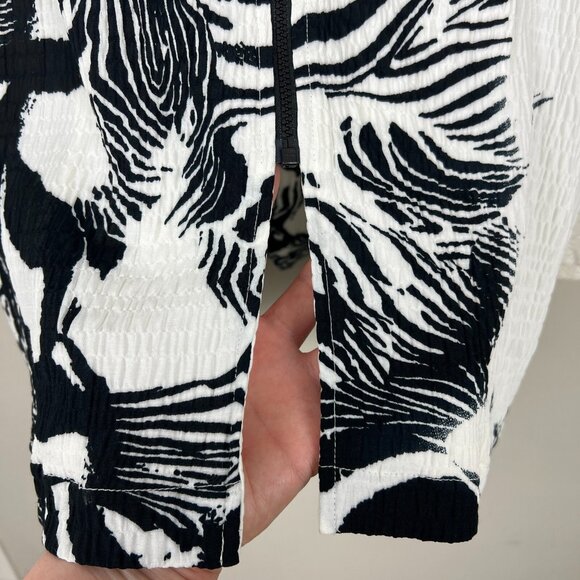 CAROLINE ROSE Jacket Topper Womens 3X White Black Textured Zip‎ Up Artsy Animal - Picture 7 of 13